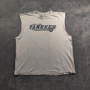 Vintage Y2K Adidas Shirt Adult Men 2XL XXL White Sleeveless New York Yankees MLB